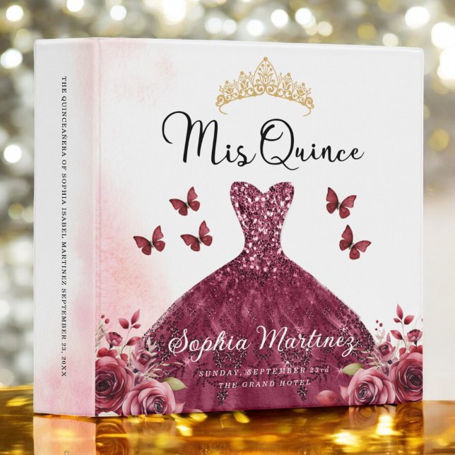Burgundy Quinceanera Photo Album and Planner 3 Ring Binder (Creator Uploaded)