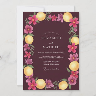 Burgundy Radiant Mediterranean Wedding Invitation