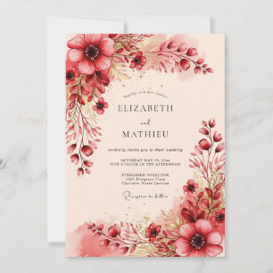 Burgundy Radiant Romantic Wedding Invitation