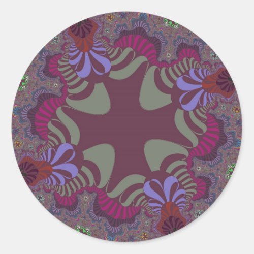 Burgundy Rainbow Cross Classic Round Sticker