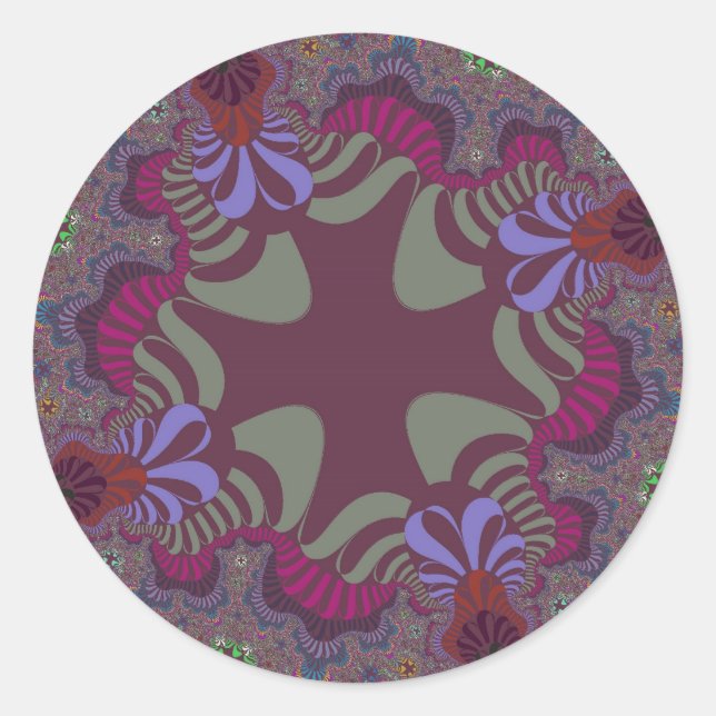 Burgundy Rainbow Cross Classic Round Sticker (Front)