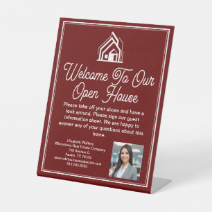 Burgundy Real Estate Company Custom Open House Pedestal Sign