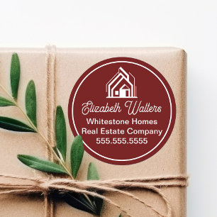 Burgundy Real Estate Company Custom Realtor Classic Round Sticker