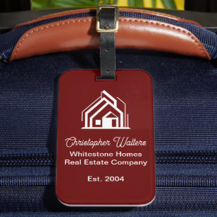 Burgundy Real Estate Company Custom Realtor Luggage Tag