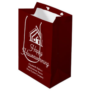 Burgundy Real Estate Company Custom Realtor Medium Gift Bag