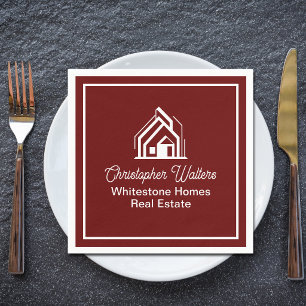 Burgundy Real Estate Company Custom Realtor Napkins
