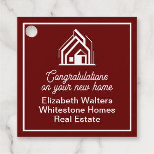 Burgundy Real Estate Company Customized Party Favor Tags
