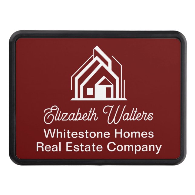 Burgundy Real Estate Company Customized Realtor Hitch Cover (Front)