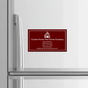 Burgundy Real Estate Company Modern Home Business Card Magnet