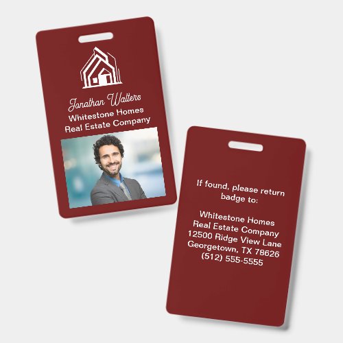 Burgundy Real Estate Company Realtor Photo Badge