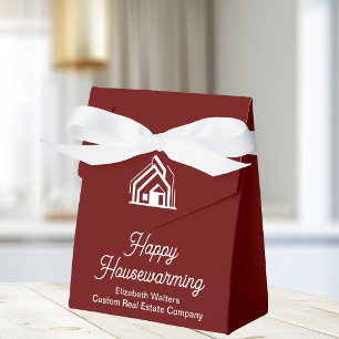 Burgundy Real Estate Happy Housewarming Custom Favor Boxes