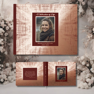 Burgundy Real Foil Funeral Guest Books Maroon