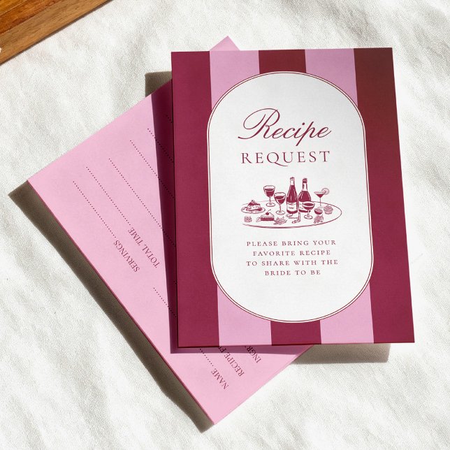 Burgundy Recipe Request Bridal Shower Enclosure Card (Creator Uploaded)