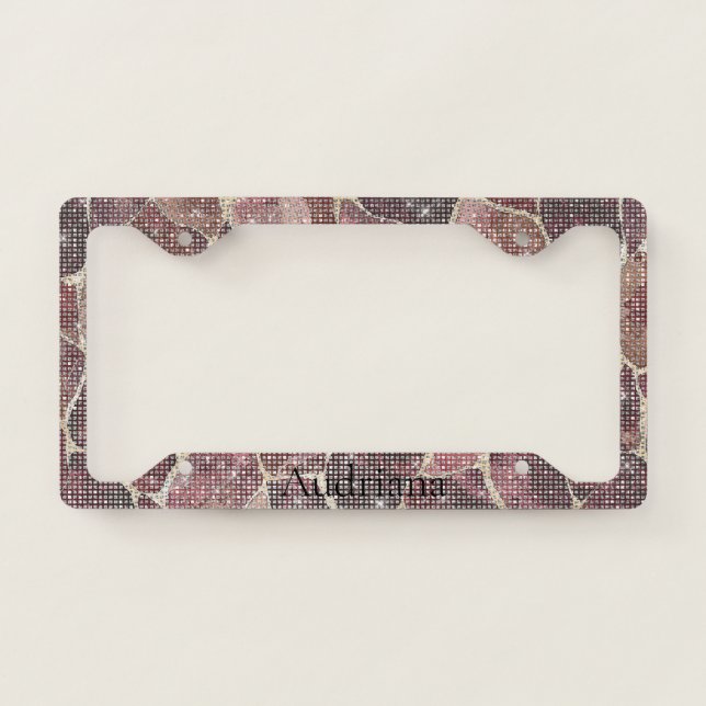 Burgundy Red Abstract Sparkle License Plate Frame (Front)