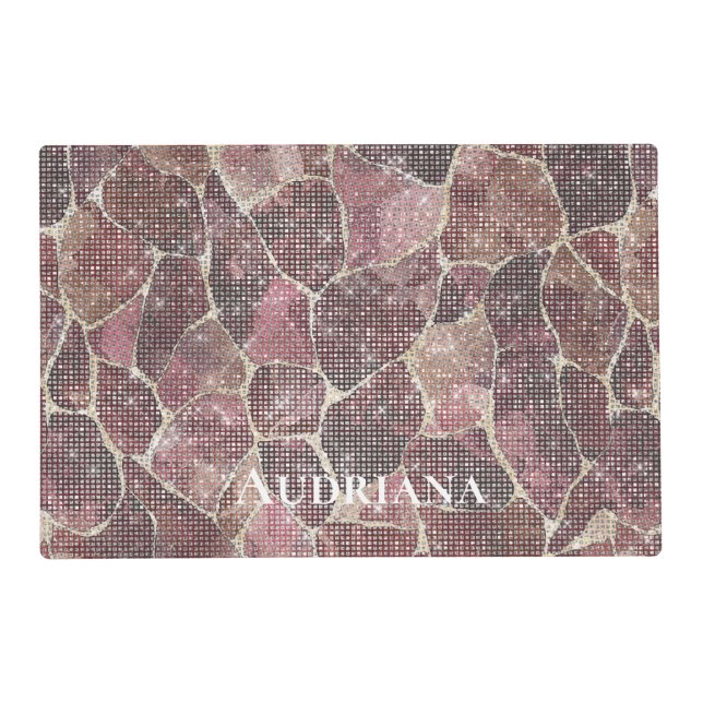 Burgundy Red Abstract Sparkle Placemat (Front)