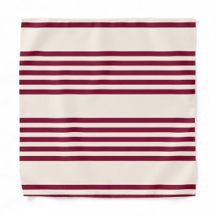 Burgundy red and beige five stripe pattern bandana