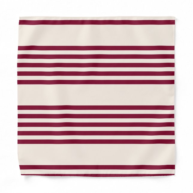 Burgundy red and beige five stripe pattern bandana (Front)