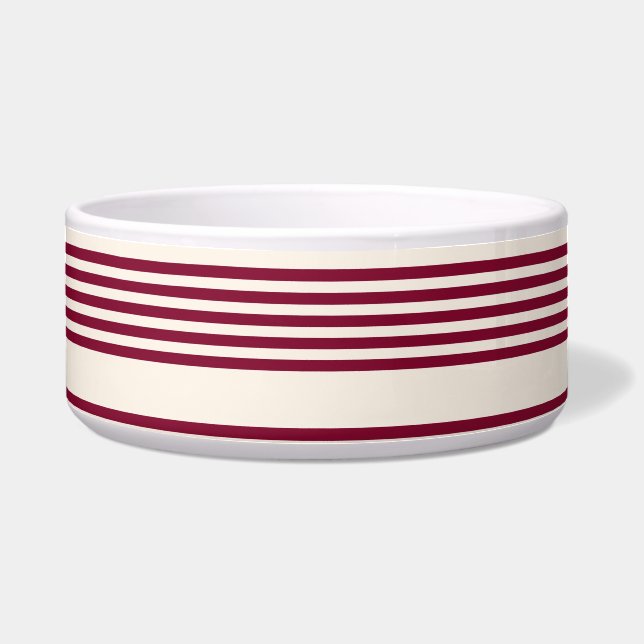 Burgundy red and beige five stripe pattern bowl (Front)