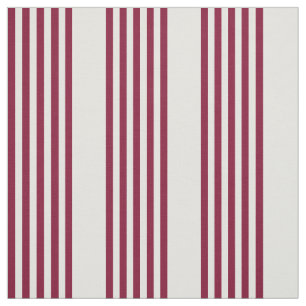 Burgundy red and beige five stripe pattern fabric