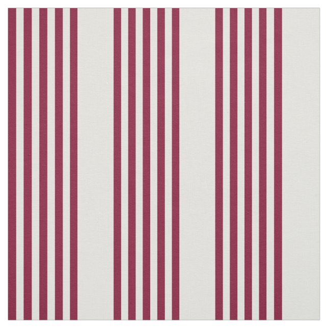 Burgundy red and beige five stripe pattern fabric (Swatch)