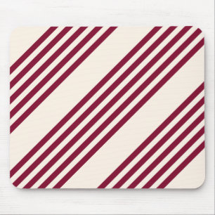 Burgundy red and beige five stripe pattern mouse pad