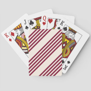 Burgundy red and beige five stripe pattern poker cards
