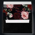 Burgundy Red and Black Floral Wedding Envelope<br><div class="desc">Black wedding envelopes with burgundy red rose</div>