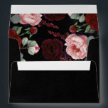Burgundy Red and Black Floral Wedding Envelope<br><div class="desc">Black wedding envelopes with burgundy red rose</div>