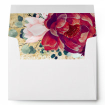 Burgundy Red and Blush Flowers Gold Glitter Envelope Burgundy Red and Blush Flowers Gold Glitter Envelope