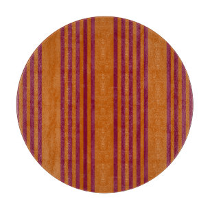 Burgundy red and burnt orange five stripe pattern. cutting board