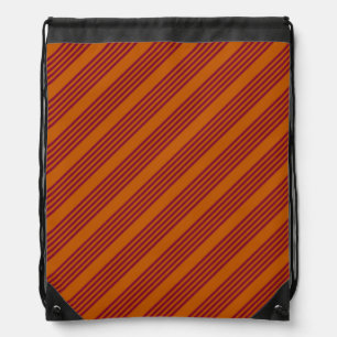 Burgundy red and burnt orange five stripe pattern. drawstring bag