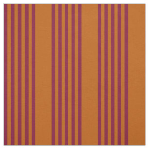 Burgundy red and burnt orange five stripe pattern. fabric