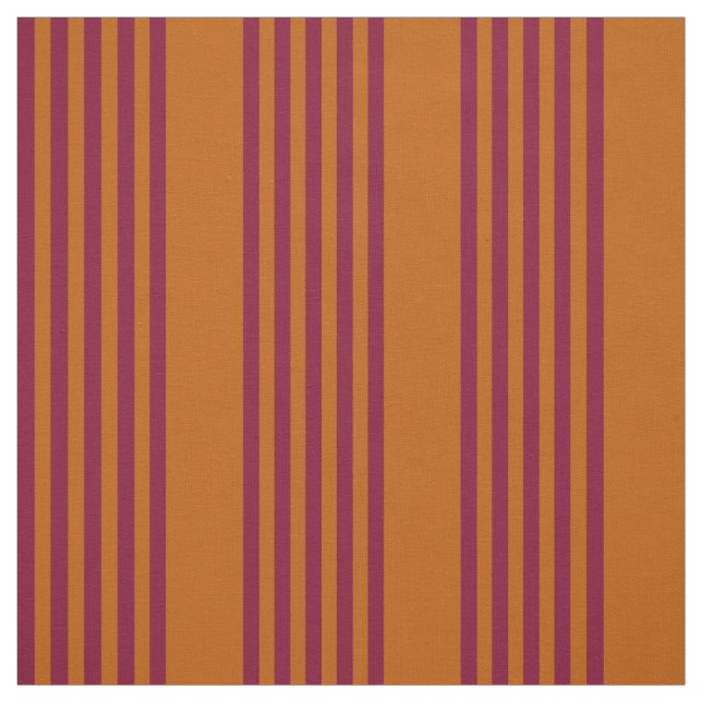 Burgundy red and burnt orange five stripe pattern. fabric (Swatch)