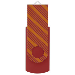 Burgundy red and burnt orange five stripe pattern. flash drive