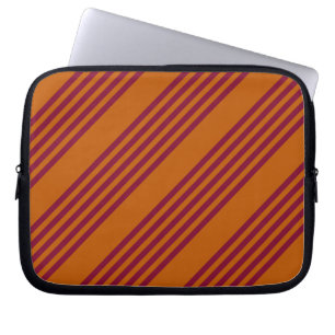 Burgundy red and burnt orange five stripe pattern. laptop sleeve