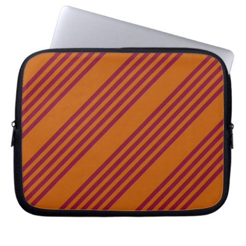 Burgundy red and burnt orange five stripe pattern laptop sleeve