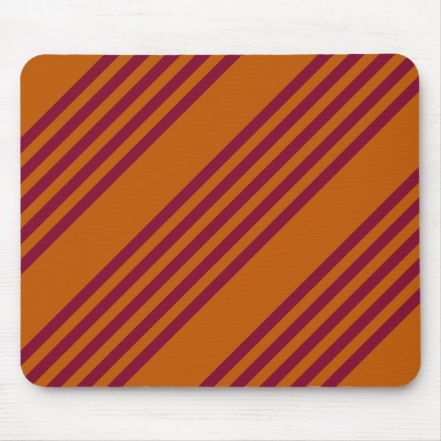 Burgundy red and burnt orange five stripe pattern. mouse pad (Front)
