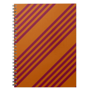 Burgundy red and burnt orange five stripe pattern. notebook