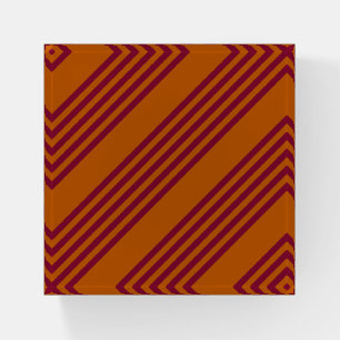 Burgundy red and burnt orange five stripe pattern. paperweight