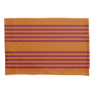 Burgundy red and burnt orange five stripe pattern. pillow case