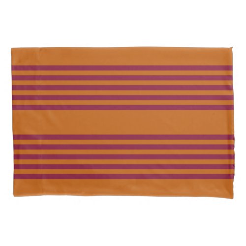 Burgundy red and burnt orange five stripe pattern pillow case