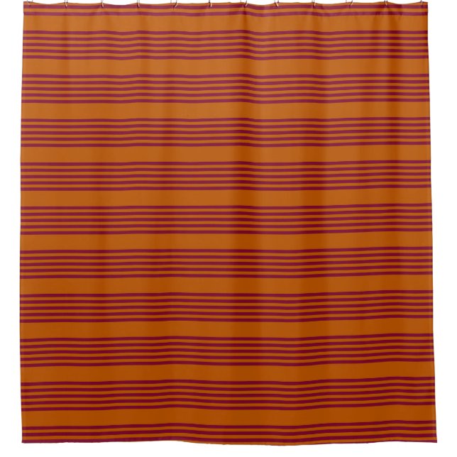 Burgundy red and burnt orange five stripe pattern. shower curtain (Front)