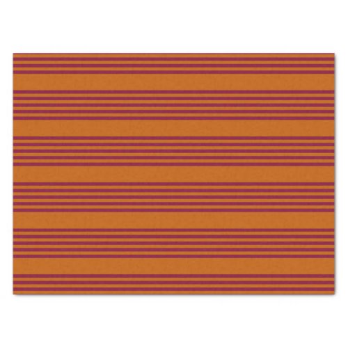 Burgundy red and burnt orange five stripe pattern tissue paper