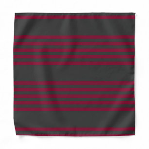 Burgundy red and charcoal five stripe pattern bandana