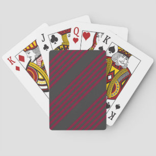 Burgundy red and charcoal five stripe pattern poker cards