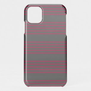 Burgundy red and charcoal five stripe pattern iPhone 11 case