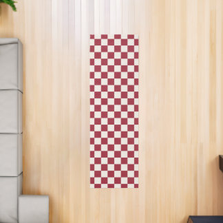 Burgundy Red and Cream Checkered Pattern Runner