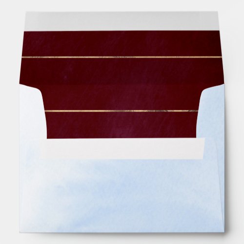 Burgundy Red and Dusty Blue Gold Stripes Envelope