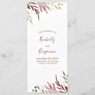 Burgundy Red and Gold Elegant Wedding Programs