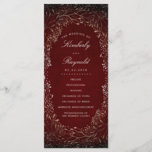 Burgundy Red and Gold Vintage Wedding Programs